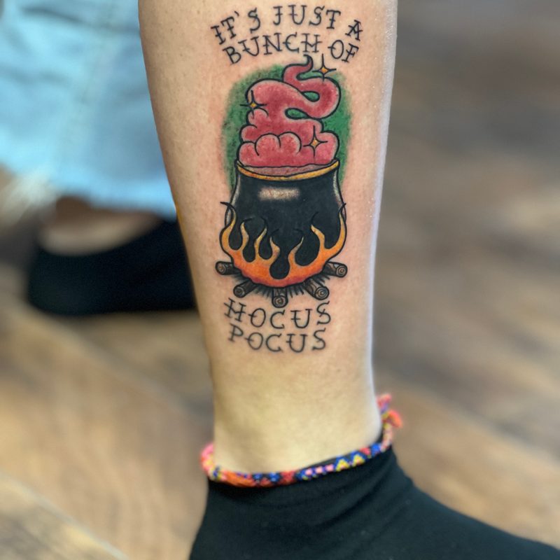 Hocus Pocus cauldron tattoo by Chunkytattoos