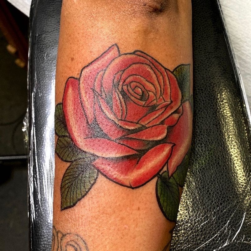 Red rose tattoo by Chunkytattoos