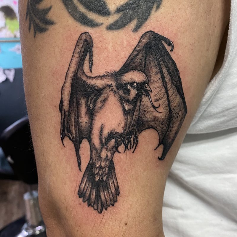 Bat creature tattoo by Morewicked