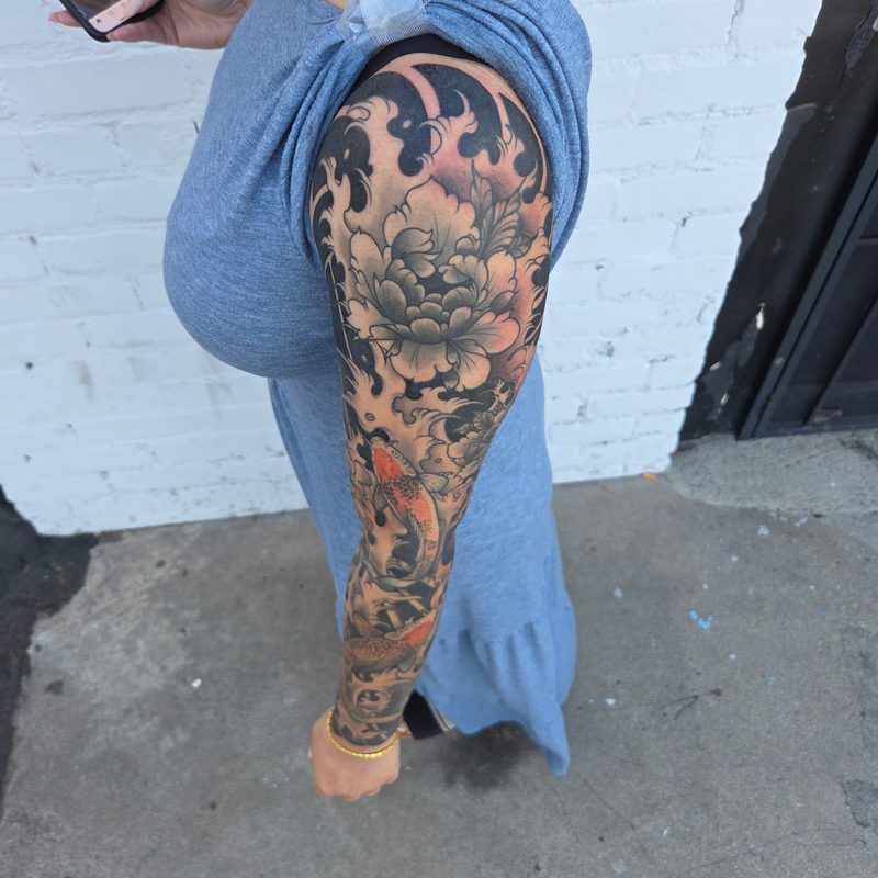 Japanese sleeve tattoo by Tediyama