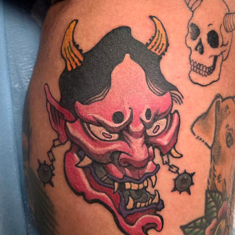 Hannya mask tattoo by Tediyama